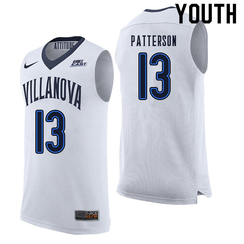 Youth #13 Trey Patterson Willanova Wildcats College Basketball Jerseys Sale-White